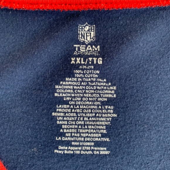 NFL New England Patriots XXL T-Shirt V-Neck Jersey Tee Navy Red 100% Cotton - Picture 2 of 6